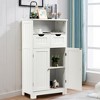 Costway Bathroom Floor Cabinet Wooden Storage Organizer Side Cabinet W ...