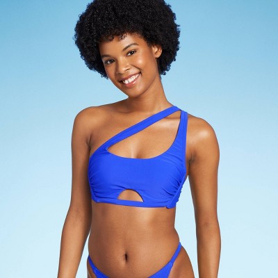 Women's Strappy Tie-Front Bralette Bikini Top - Wild Fable™ Blue XXS