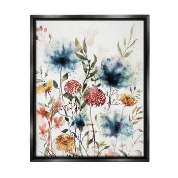 Stupell Industries Modern Flowers Dahlia Blooms Framed Floater Canvas Wall Art