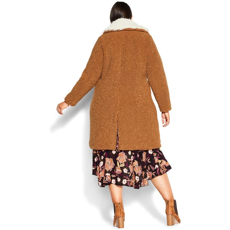 Women's Plus Size Teddy Faux Fur Jacket - tan | AVEOLOGY, 2 of 4