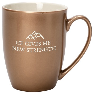 Elanze Designs He Gives Me New Strength Bronze 10 ounce New Bone China Coffee Cup Mug