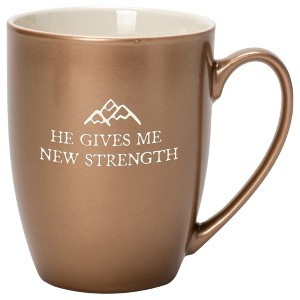 Elanze Designs He Gives Me New Strength Bronze 10 ounce New Bone China Coffee Cup Mug - 1 of 4