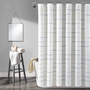 Ombre Stripe Yarn Dyed Cotton Shower Curtain Yellow/Gray Single 72X72 - 1 of 3