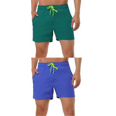 Мужские шорты Lars Amadeus Holiday Beach Solid Color Mesh Lining Adjustable Waist Swim Shorts 2 Packs Dark Blue/Dark Green 36, цвет: Синий