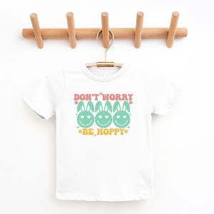 The Juniper Shop Don't Worry Be Hoppy Smiley Face With Ears Toddler Short Sleeve Tee - 1 of 2