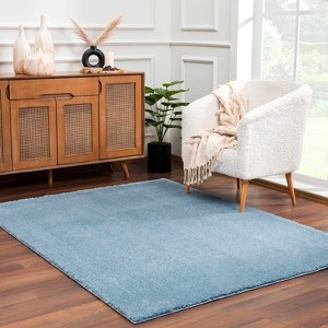 Hauteloom Heavenly Solid Blue Plush Rug - 1 of 4