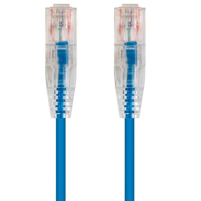 Monoprice Cat6 Ethernet Patch Cable - 25 feet - Blue | Snagless RJ45 Stranded 550MHz UTP CMR Riser Rated Pure Bare Copper Wire 28AWG - SlimRun Series, 1 of 6