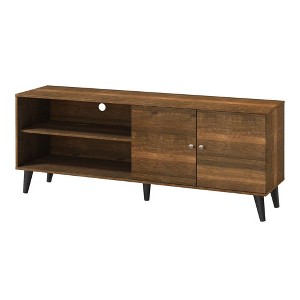 Chic Crate-63 Inch Media Console – Modern TV Stand w/ 2 Shelves & 1 Cabinet, Multi-Tier Storage for Living Room, Brown Entertainment Unit - 1 of 4