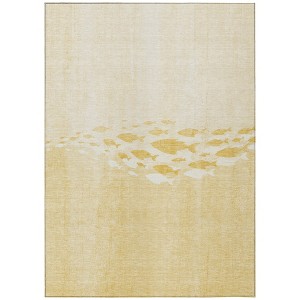 Gold Yellow And Wheat Nautical Washable Indoor Outdoor Area Rug - 1 of 4