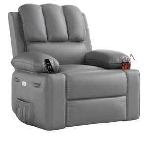 Oversized Electric Recliner Chair with Massage, PU Leather Swivel Rocker Recliner with Remote Control & Cup Holders, for Living Room Bedroom Nursery - 1 of 4