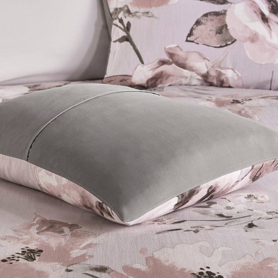 Lilac Floral Cotton King/Cal King Duvet Cover Set