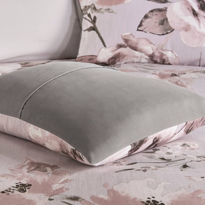 3pc Astrid Floral Printed Duvet Cover Set Lilac Purple - Madison Park, 5 of 12