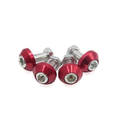 Unique Bargains Motorcycle License Frame Screws Bolts Caps 6mm Thread Diameter Rose Red 4 Pcs