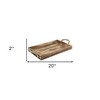 HomeRoots Brown Wooden Tray with Rope Handles - 3 of 4