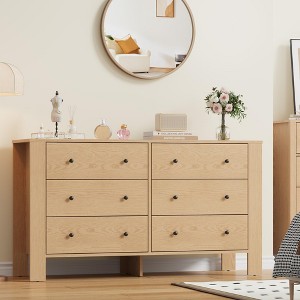 Large 6-Drawer Dresser - Modern Wooden Chest with Deep Storage & Metal Knobs, Double Dresser for Bedroom, Nursery, Entryway & Hallway - 1 of 4