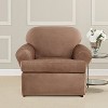 2pc Ultimate Stretch Suede T-Chair Slipcovers Luggage Brown - Sure Fit: Elastic Fit, Polyester & Spandex Blend, Indoor Use - 2 of 3
