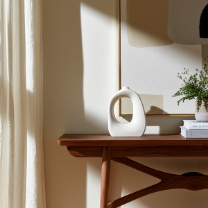 Sagebrook Home Porcelain Cut-Out Vase Contemporary Cotton White Curvy Abstract Stoneware Vase - 1 of 4