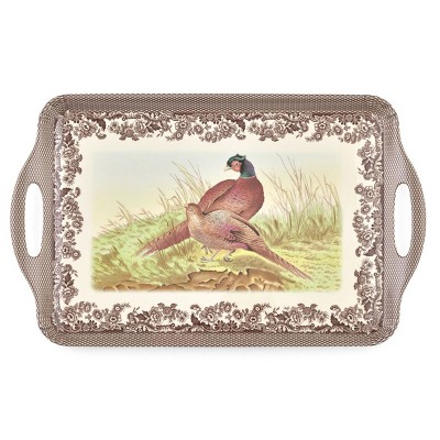Pimpernel Woodland Large Handled Tray- Large Rectangular Melamine Serving Tray with Nature-Inspired Forest Design - Dishwasher Safe Platter