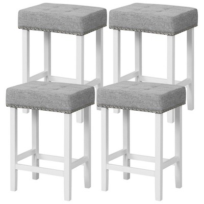Tangkula 4 PCS 24.5" Counter Height Bar Stools w/ Sponge Padded Cushion & Rubber Wood Frame