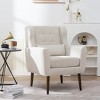 KWPZQEB Mid-Century Accent Chair, Modern Upholstered Armchair with Pillow & Wood Legs, Comfy Reading Chair for Living Room, Bedroom - 3 of 4