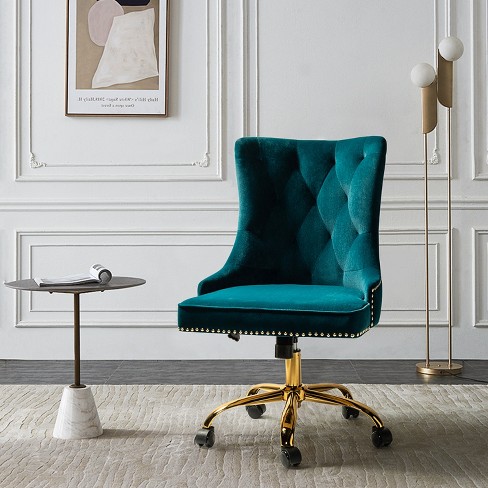 Teal and gold online office chair