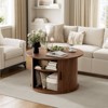 WOWLIVE Lift Top Coffee Table with Sliding Tambour Door, Round Fluted Coffee Table with Hidden Storage, Center Table for Living Room - 2 of 4