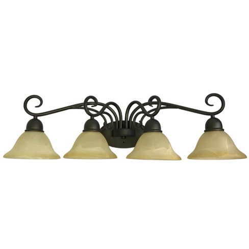 Mounted Classic Bathroom Wall Lights With Amber Glass Shades