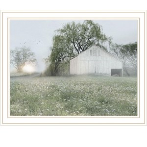 HomeRoots Green Country Morning White Framed Print Wall Art - 1 of 4