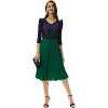 Women High Elastic Waist Pleated Chiffon Skirt Midi Swing A-line Skirts Dark Green - 4 of 4