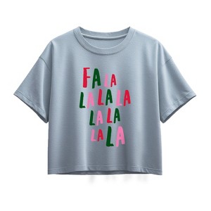 Girls' - Instant Message - Fa La La Short Sleeve Boxy Graphic T-Shirt - 1 of 2