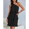 Women's Asymmetrical One-Shoulder Dress - Tiered Chiffon Midi Dress with Flowy Silhouette - 3 of 4