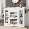 Modern Shoe Cabinet with 4 Glass Doors, 3 Hooks, Shoe Rack Storage Cabinet, Free Standing Shoe Rack Cabinet, Multifunctional Shoes Cabinet - 2 of 4