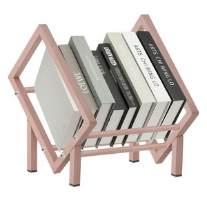 Unique Bargains Stainless Steel Magazine CD Storage Desk Decorative Bookshelf - 1 of 4