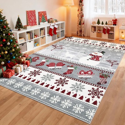 Chrismas Runner Rug 2x6 Stain Resistant Kitchen Rug Non Slip Bath Rugs Xmas Area Rug
