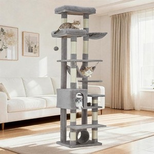 74" Tall Cat Tree,Large Cat Tree for Big Cats,Cat Tower with Scratching Posts, Condo, Perches, Hammock, Tunnel & Feeding Station - 1 of 4