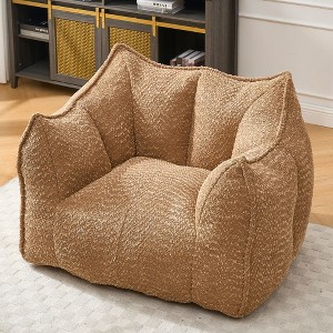 NicBex Chenille Fabric Bean Bag Chair with High-Resilience Foam,Lazy Sofa Chair with Handle Design and Armrest,Lounge Chair for Living Room - 1 of 4