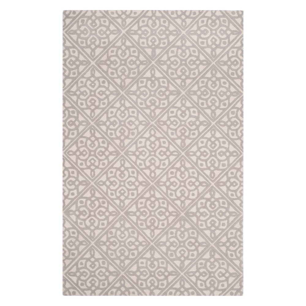 4'x6' Medallion Tufted Area Rug Ivory/Gray - Safavieh