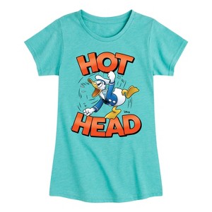 Girls' - Disney - Hot Head Donald Duck Fitted Short Sleeve Graphic T-Shirt - 1 of 4