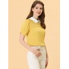 INSPIRE CHIC Women's Vintage Peter Pan Collar Contrast Puff Short Sleeve Blouse - 3 of 4