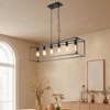 41" Industrial Metal Linear Chandelier, 6-Light Fixture with Dual Chains and Adjustable Height for Kitchen Island, Dining, or Living Space - 2 of 4
