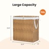 FONTOI Foldable Laundry Basket with Lid, Hand-Woven Laundry Basket with Compartments & Handles, Removable Liner, Brown, 13"*23.6"*22.4" - 3 of 4