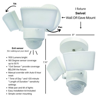 White Dual Head LED Outdoor Security Flood Light