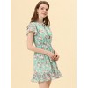 INSPIRE CHIC Women's Ruffle Sleeve Self-Tie V Neck Mini A-Line Floral Dress - 3 of 4