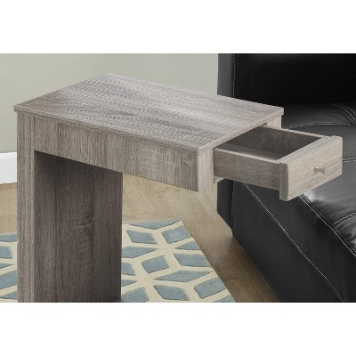 Dark Taupe Modern C-Shaped Snack Side Table with Storage