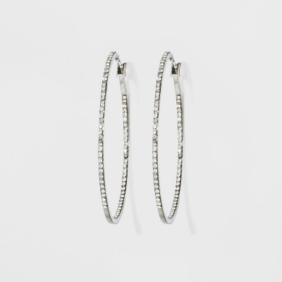 Hoop With Pave Stones Earrings - A New Day™ Silver : Target