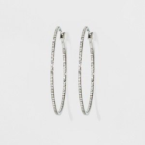 Hoop with Pave Stones Earrings - A New Day Silver, Women