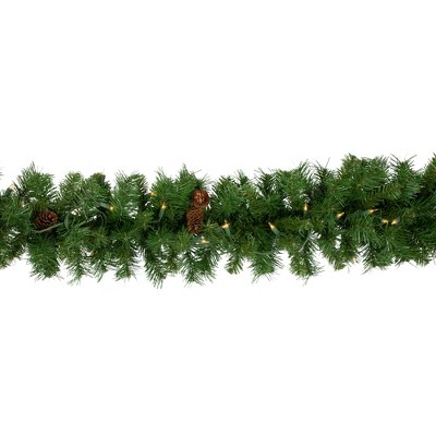 9' Pre-Lit Pine Cone Artificial Christmas Garland with Clear Lights