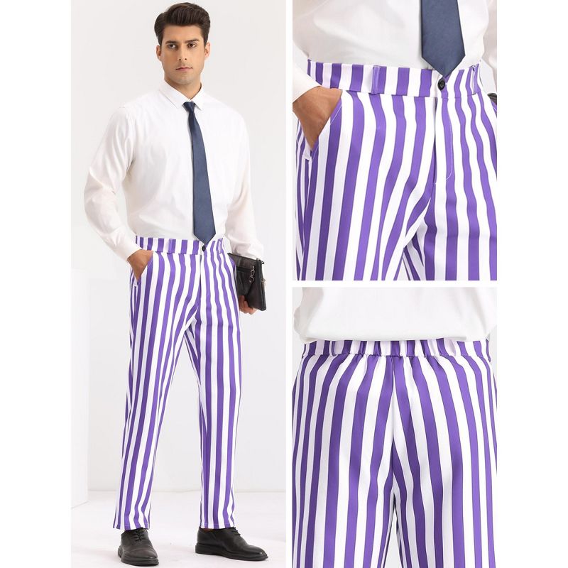 Lars Amadeus Men's Business Straight Leg Contrasting Colors Striped Trousers, 5 of 6