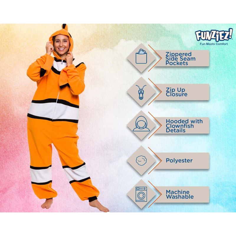 FUNZIEZ! - Clown Fish Slim Fit Adult Unisex Novelty Union Suit Costume for Halloween, 4 of 7