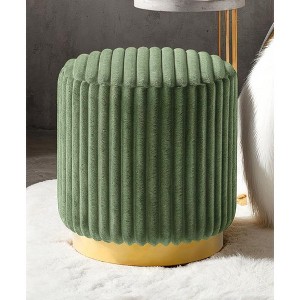 CAVINAS 18"H Round Accent Stool with Stainless Steel Base,Contemporary Footrest Stool for Bedroom & Living Room,Faux Fur Fabric Footstool - 1 of 4